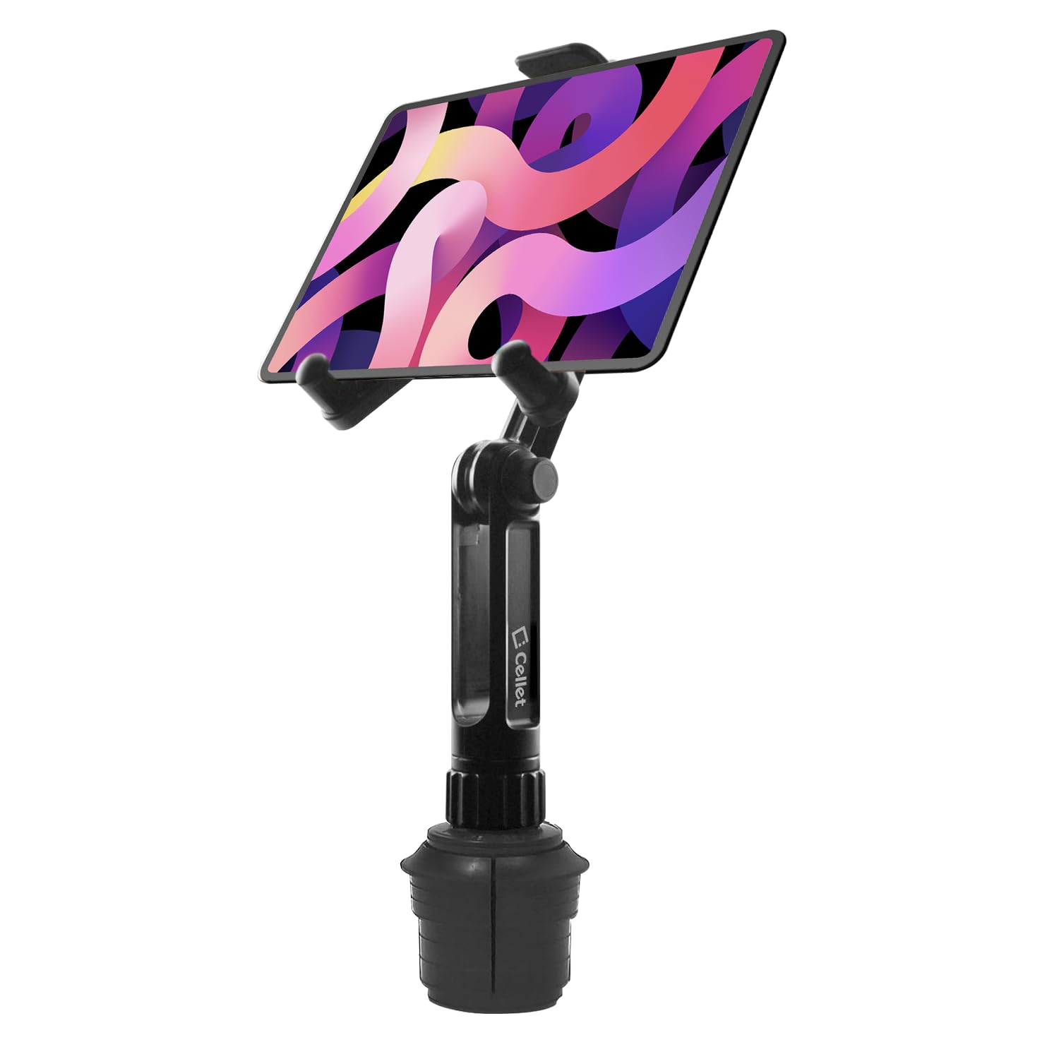 Cellet Universal 360 Adjustable Cup Holder Tablet Automobile Mount Cradle Compatible To Apple Ipad Pro 12.9 Ipad 9.7 Inch Air 20