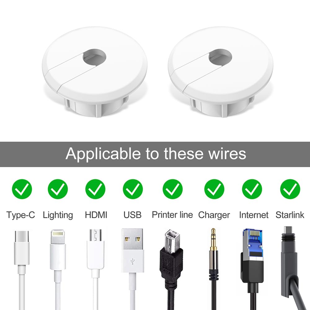 Bywen Furniture Wall Hole Bushing Cable Grommet For Starlink Ethernet Cable,Covering 3/4 Inch Desk Holes,Universal Cable Managem