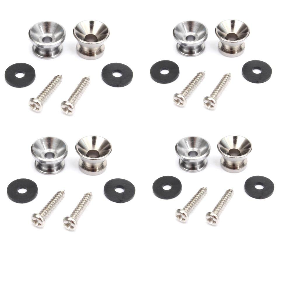 Enakshi (LABEL) Creations 16pcs Guitar Bass End Pin Strap Buttons Locks Silver Musical Instruments & Gear|Guitars & Basses|Parts