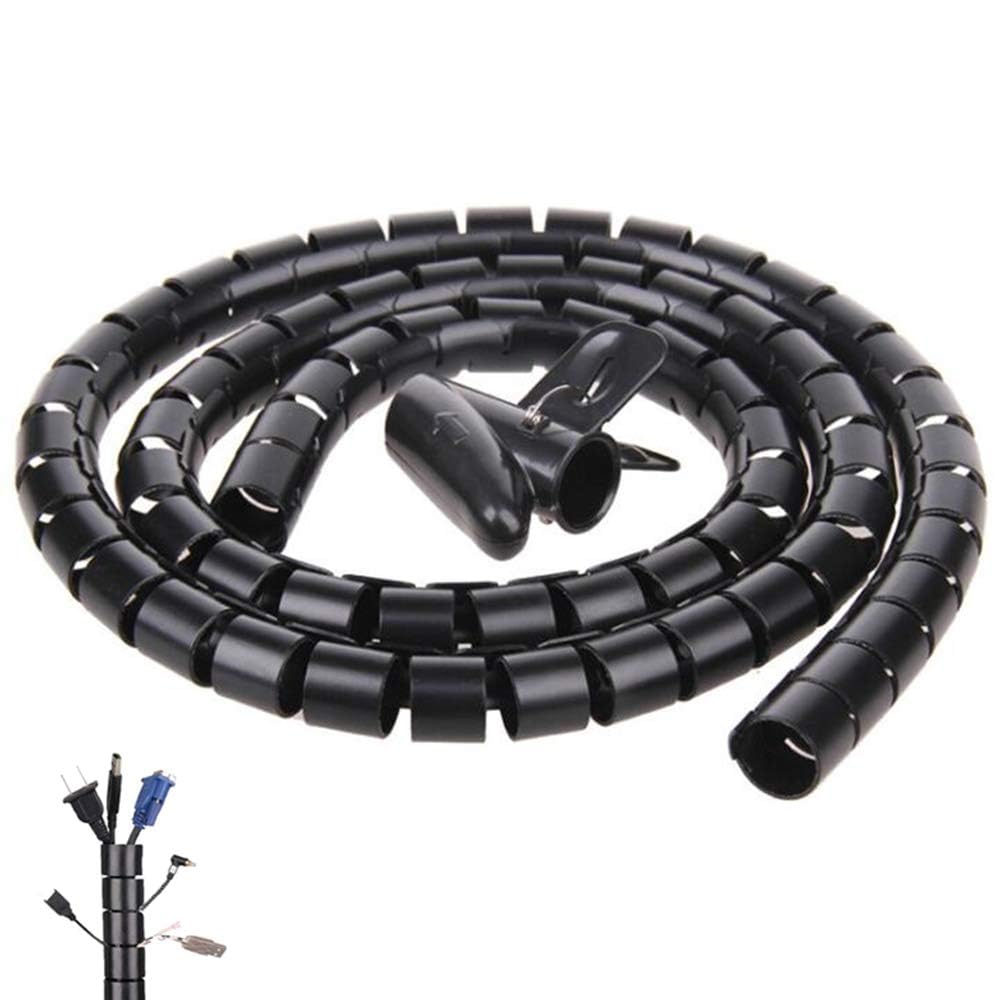 20Ft Spiral Winding Cable Management Pipe Wire Wrap Line Coiled Tube, 1.1'' Diameter Flexible Cord Covered Protective Bundler Sl