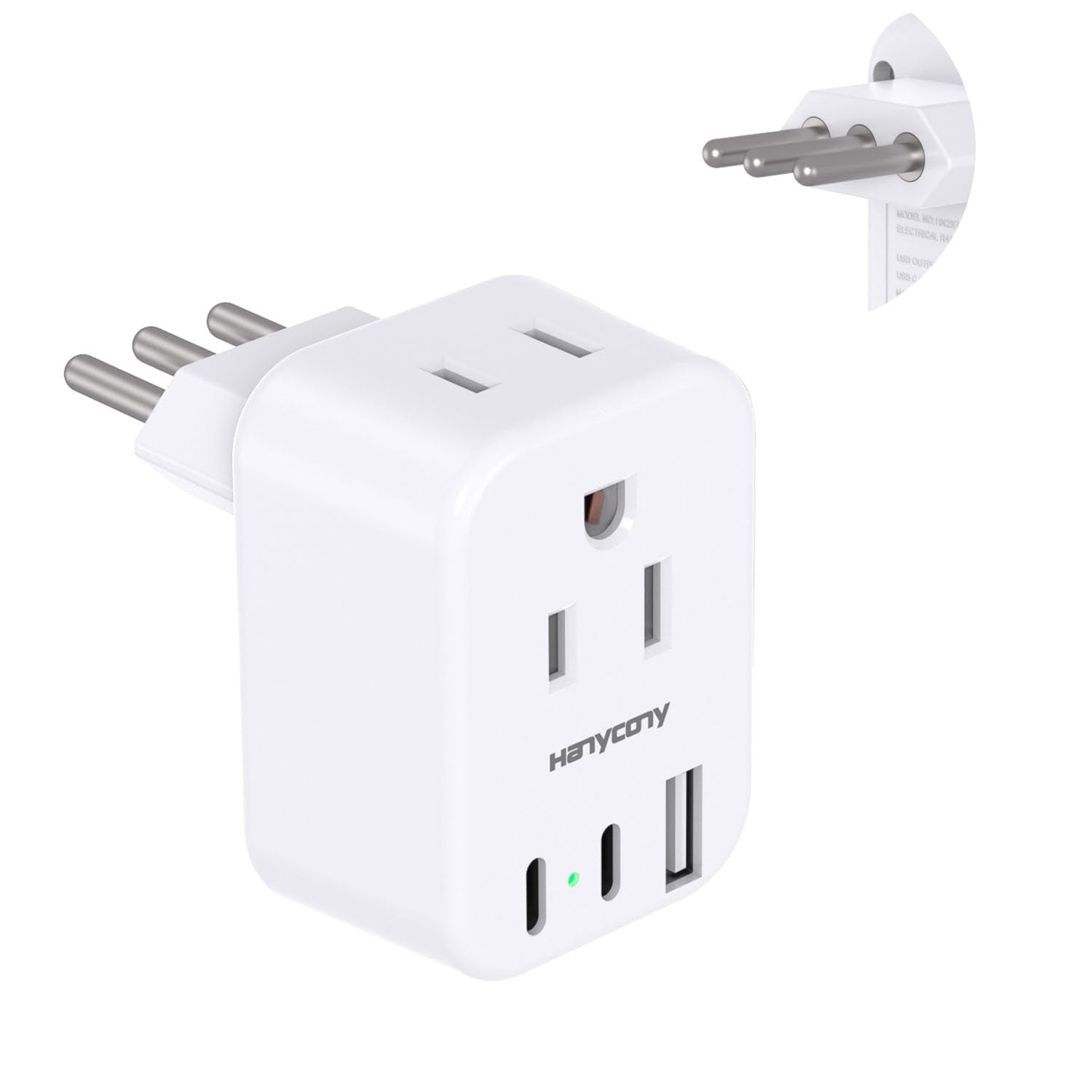 Italy Travel Power Plug Adapter, Type L Plug Adapter With 2 Outlets 3 Usb Ports(2 Usb C) For Us To Italy Rome Uruguay Chile