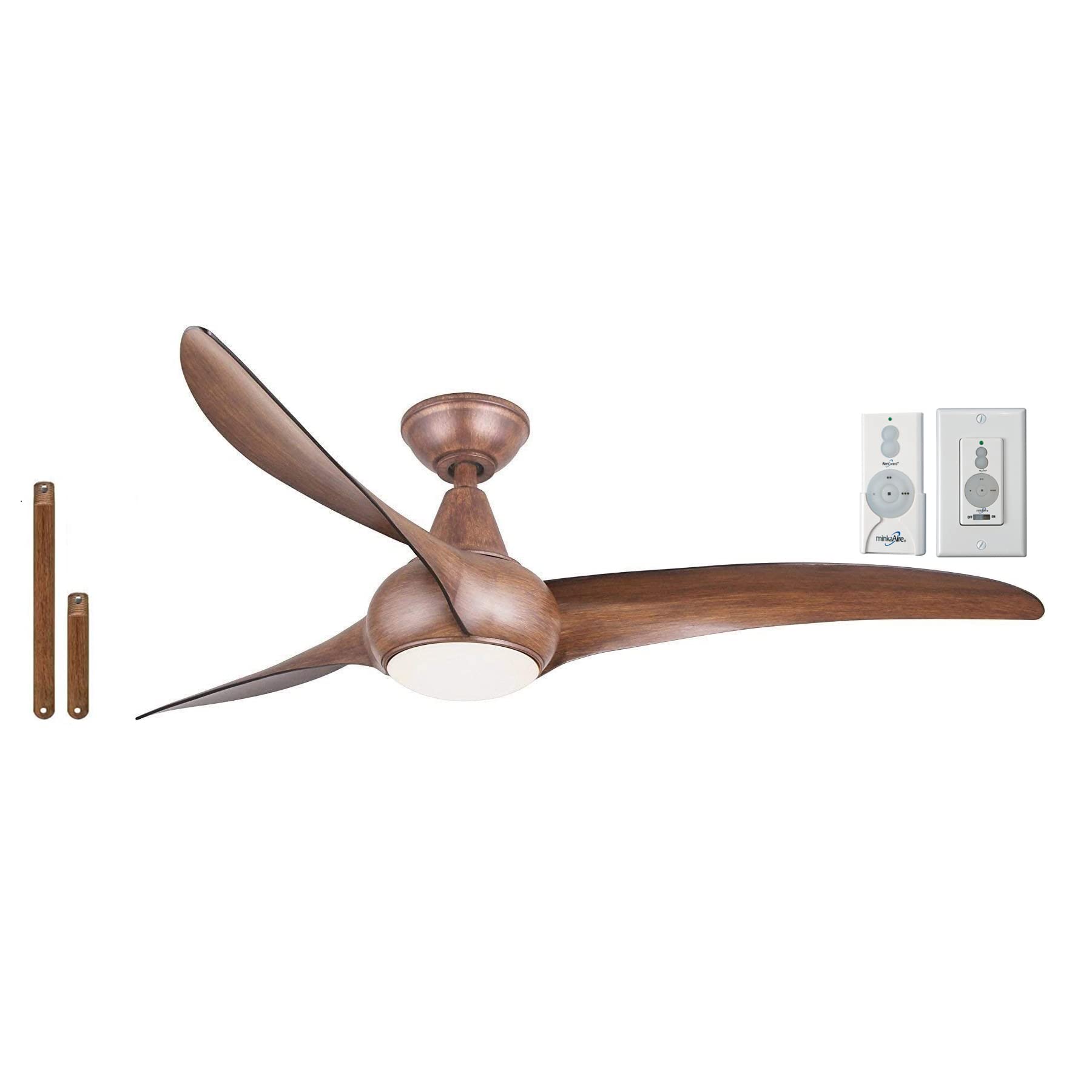 Minka-Aire F844-DK Light Wave 52 Low Profile Ceiling Fan, Distressed Koa with Remote and Included Wall Control and 3.5 Downrod