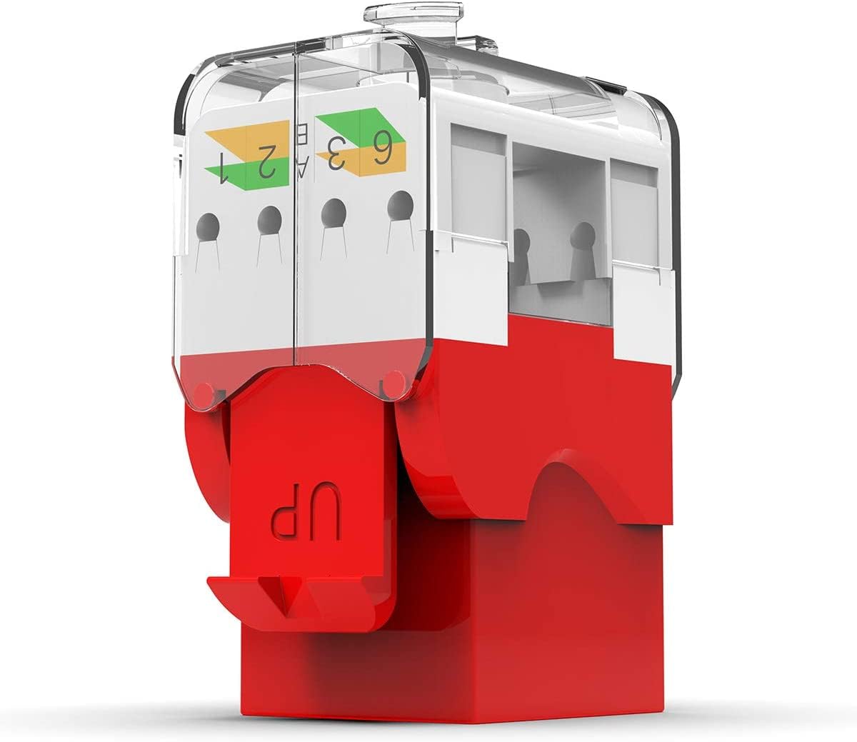 Ampcom Cat6 Keystone Jack Tool Less Rj45 Utp, No Punch Down Tool Required Module Coupler  12 Pack Red