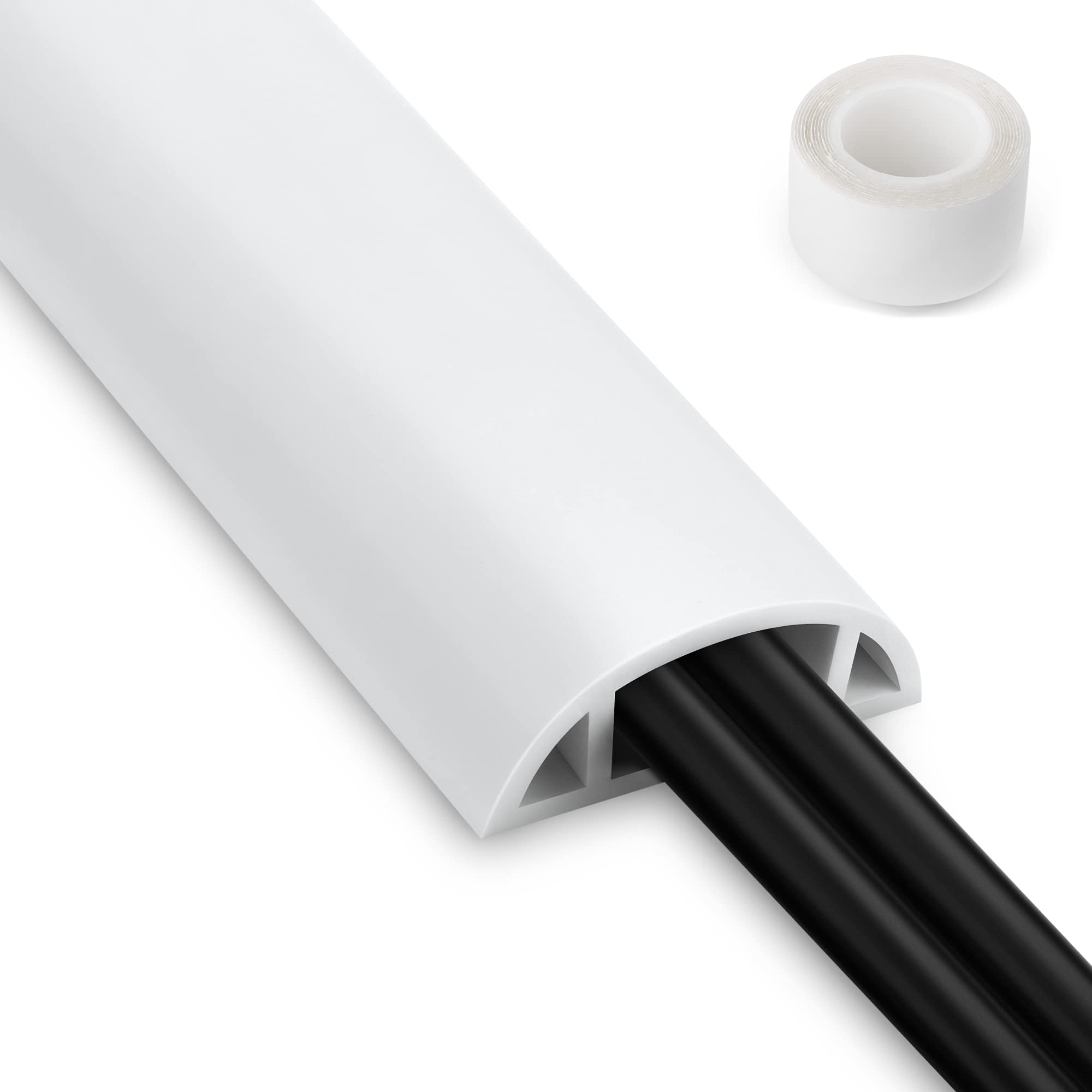 Cord Hider Floor, 3Ft, White Cord Cover Floor, Cord Protector Floor Extension Cable Cover, Soft Pvc Wire Covers   Cable Manageme