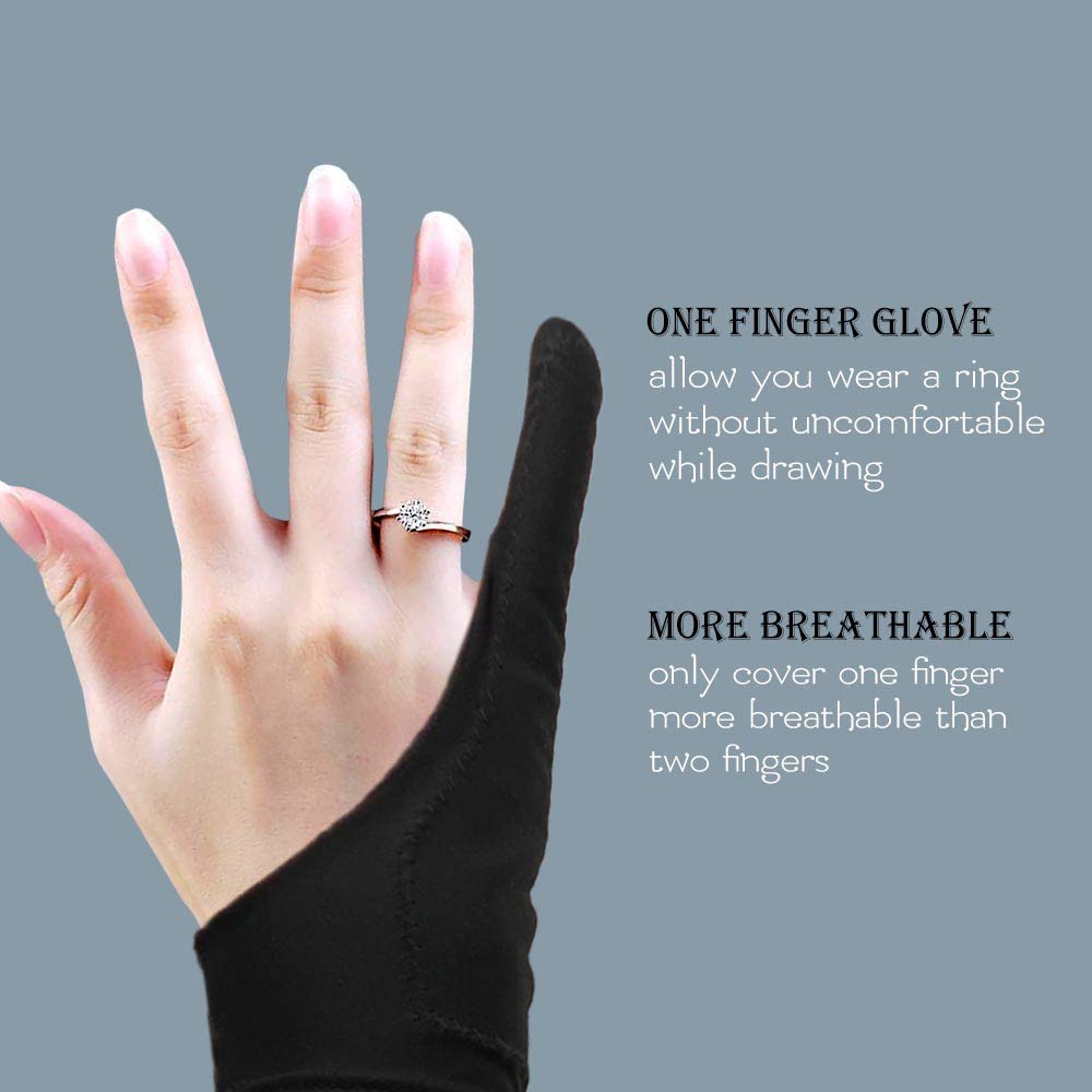 Akx Artist Glove Small   2 Pack Palm Rejection Drawing Gloves For Graphic Tablet, Ipad   Smudge Guard, Reduce Friction, 1 Finger