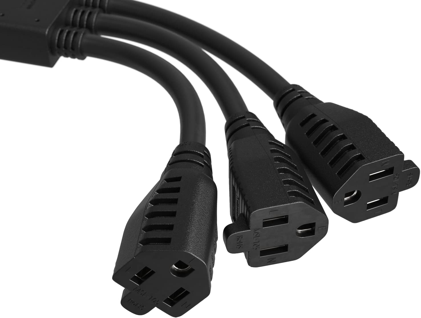 Cableleader 3 Outlet Power Splitter Cord   5 15P To 5 15R X 3, Heavy Duty Extension Cable, 14Awg, 3 Prong   5 Pack, 1.5Ft