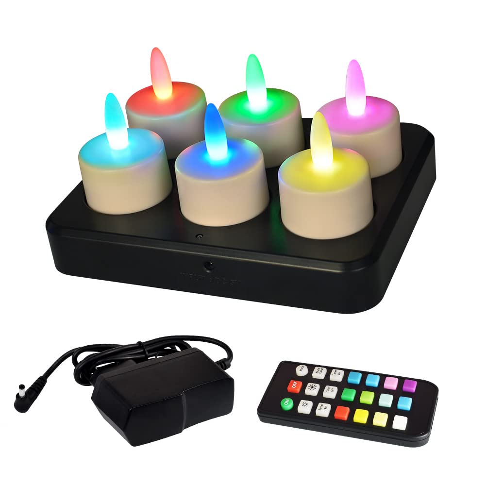 Idyl Light Rechargeable Tea Lights Candles With Charging Base, Flameless Votive Candles With Remote Timer, Flickering 55 Hours W