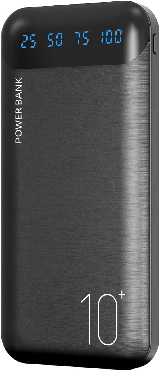 Power Bank 10000Mah Portable Charger Slim External Battery Pack With 2 Usb 2.4A Outputs And Usb C In/Out Compatible With Huawei