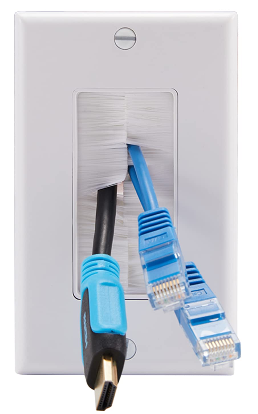 Tedgetal Single Brush Wall Plate 2 Pack,Single Gang Faceplate Cable Pass Through Insert Wall Socket For Hdtv, Hdmi, Network, Coa