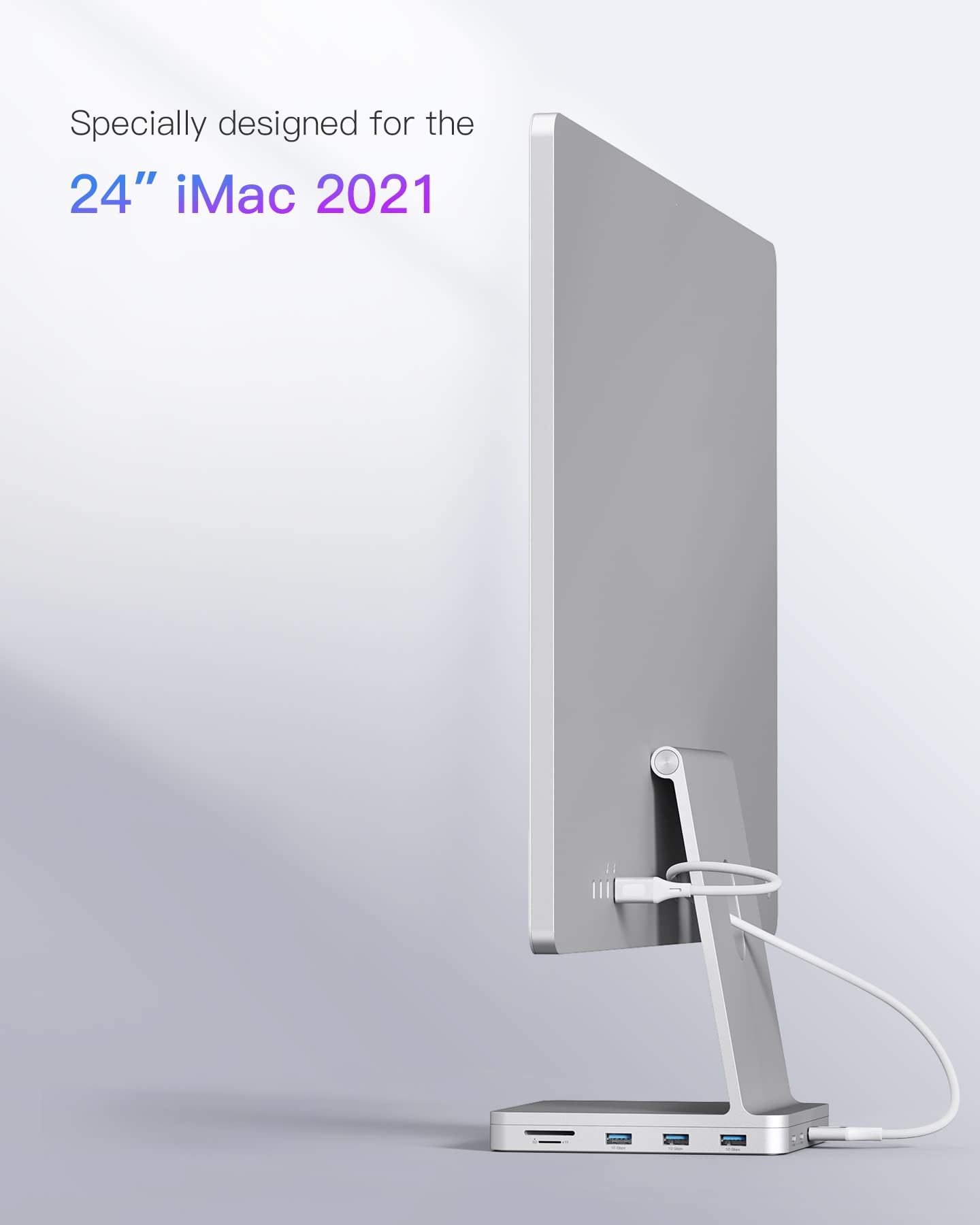 Inateck USB C Hub DK2001-S, 8-in-1 Aluminium Docking Station, Compatible with iMac 24" 2021/2023, Silver, USB 3.