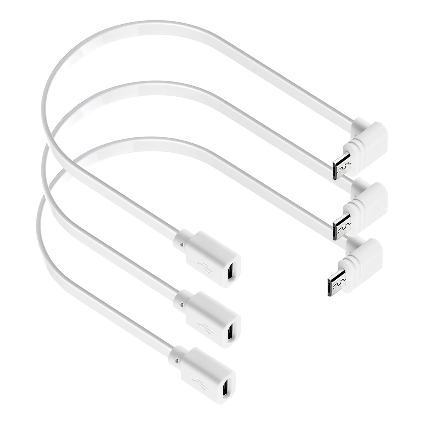 YEAOI 3-Pack Extension Cable for WYZE Cam Pan V3 Camera, 90 Degree Micro USB Adapter, 1 ft Flat Power Cord