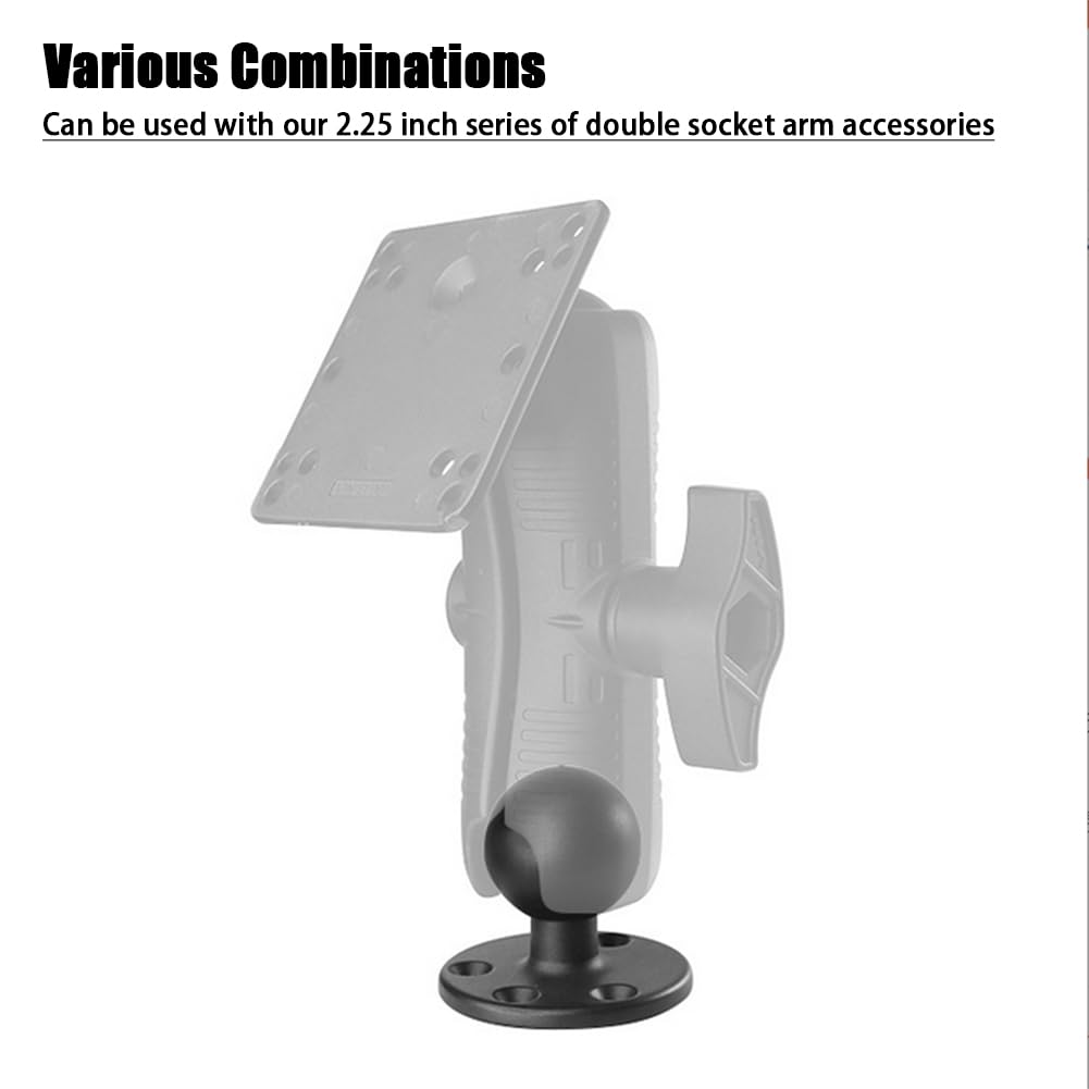 Strg 2.25'' Ball Mount With Amps Round Plate, Ball Mount Base Compatible With Ram And 2.25' D Size Double Socket Arm From Arkon, Ibolt And Tackform Enterprise Series