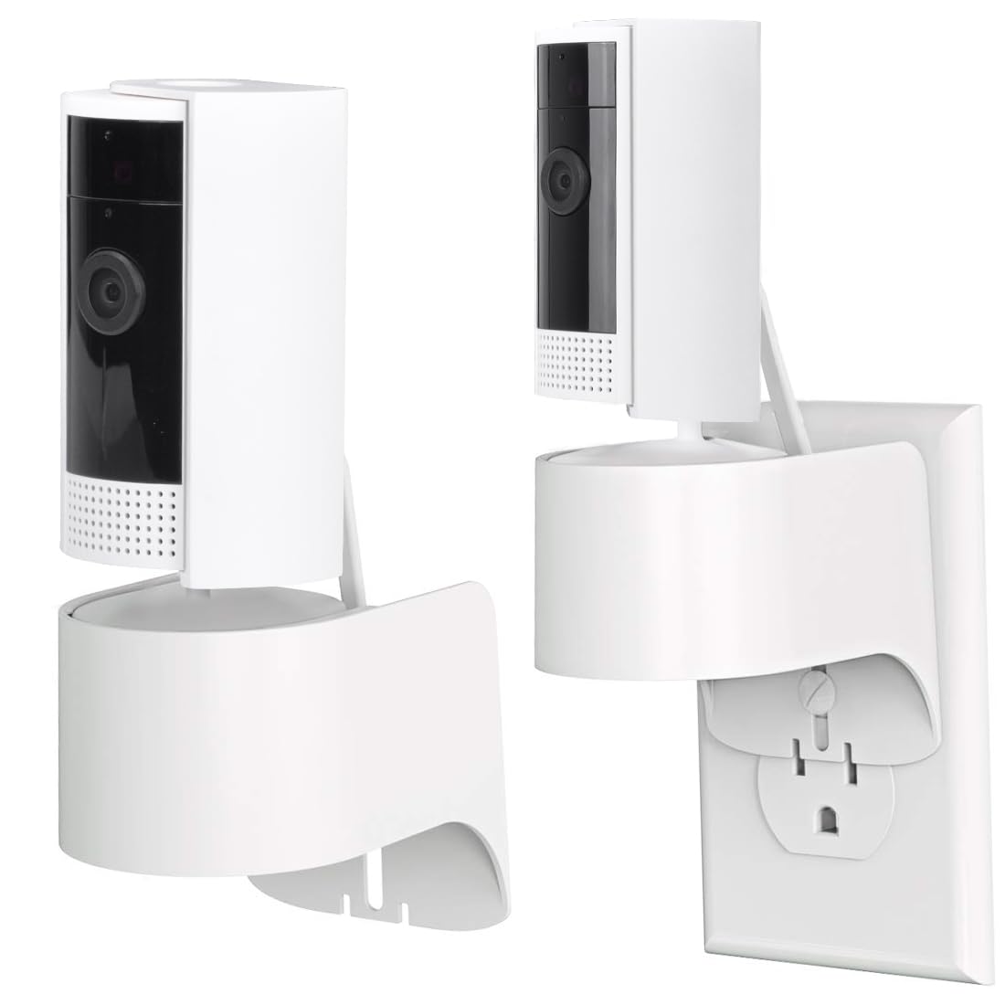 Outlet Mount For Ring Indoor Cam (2Nd Gen And 1Nd Gen), 2 Pack Plug In Wall Mount Stand With Power Plug, 360 Degree Swivel And Space Saving Design (Ring Camera Are Not Included)