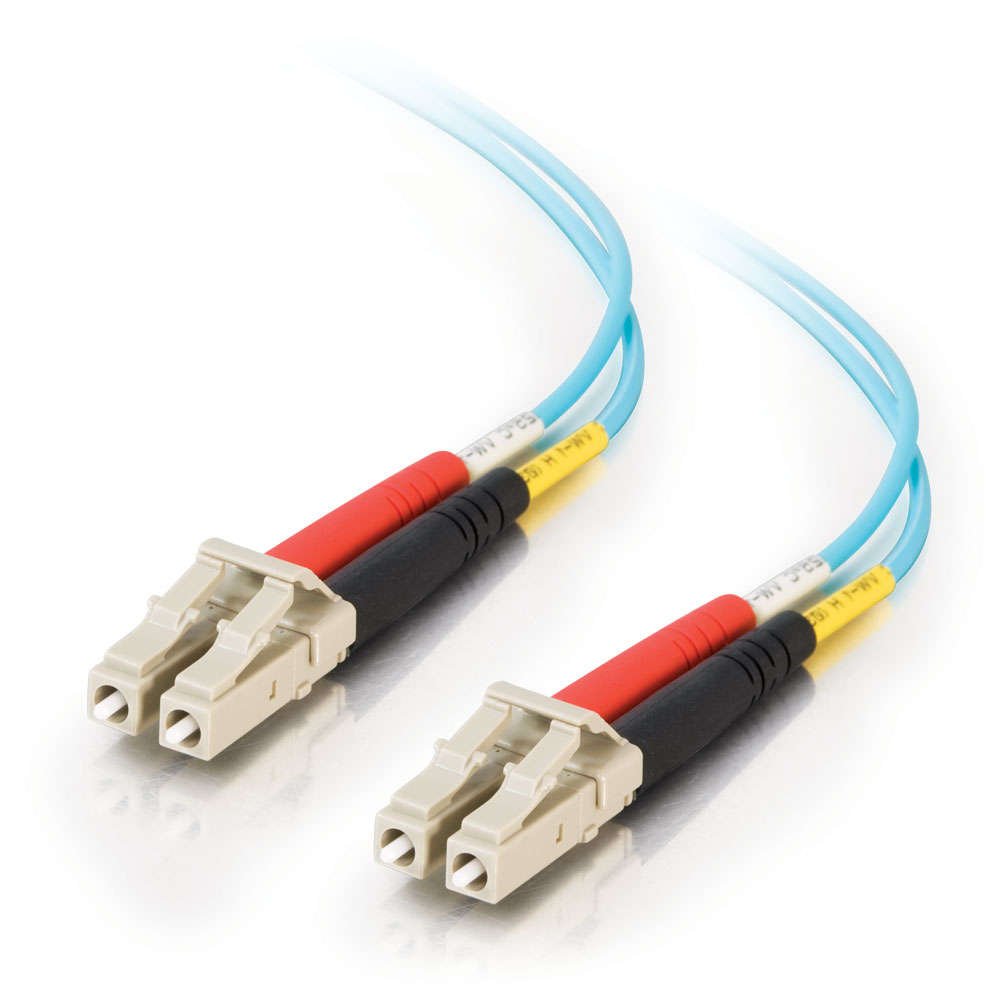 Legrand   C2G Fiber Optic Ethernet Cable, Aqua 10Gb 50/125 Lc Lc Duplex Multimode Fiber Patch Cable, 1 Meter (3.3 Foot) Pvc Coat