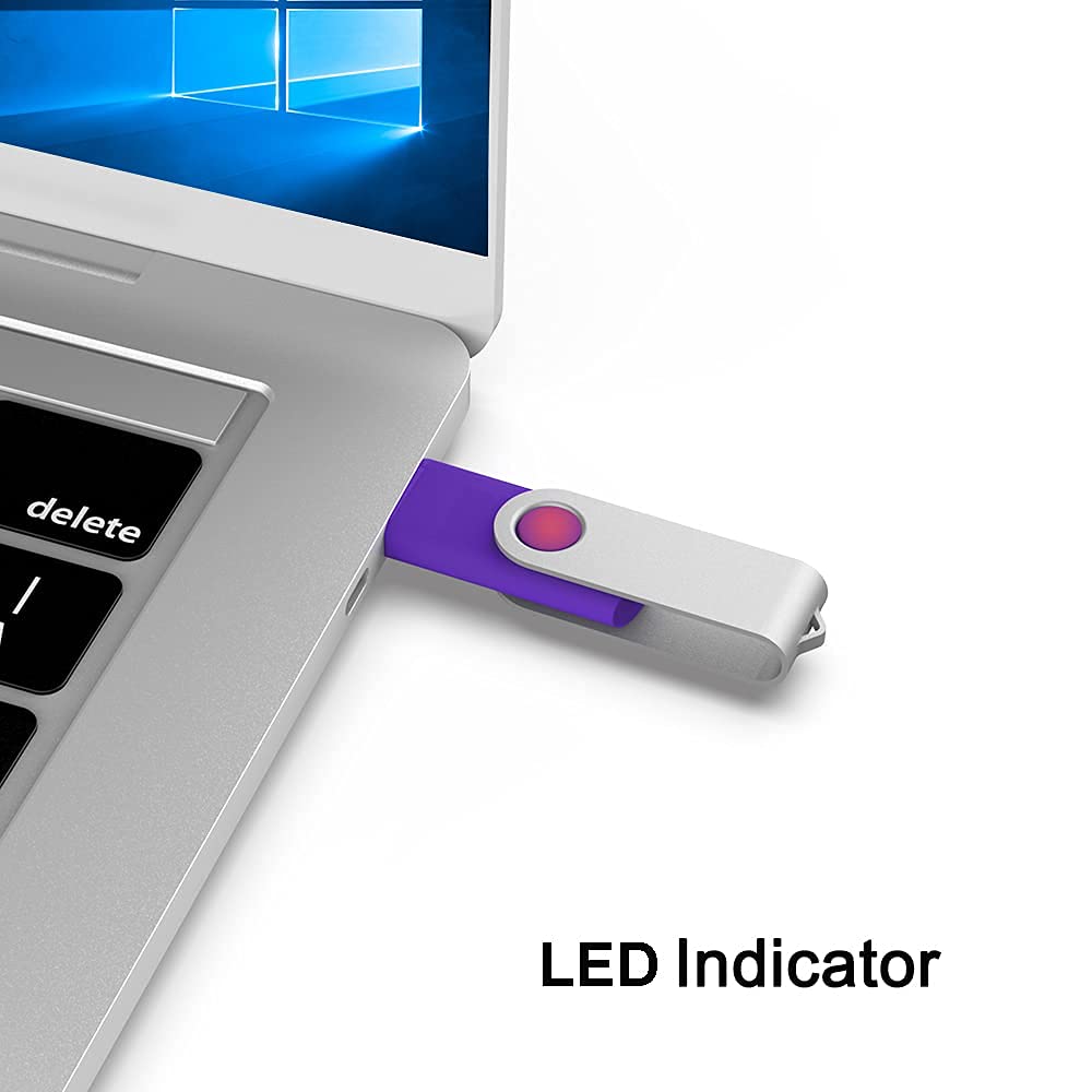 Kootion 5 X 16Gb Usb Flash Drive 2.0 Thumb Drive 16 Gb Memory Stick Swivel Keychain Design Mixcolor