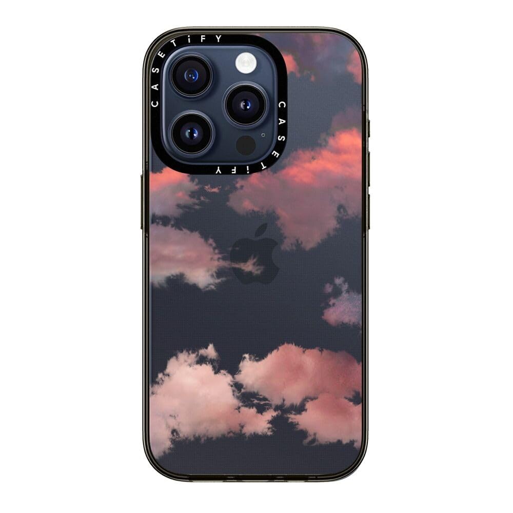 Casetify Compact Case For Iphone 15 Pro Max [2X Military Grade Drop Tested / 4Ft Drop Protection]   Clouds (Red)   Clear Black