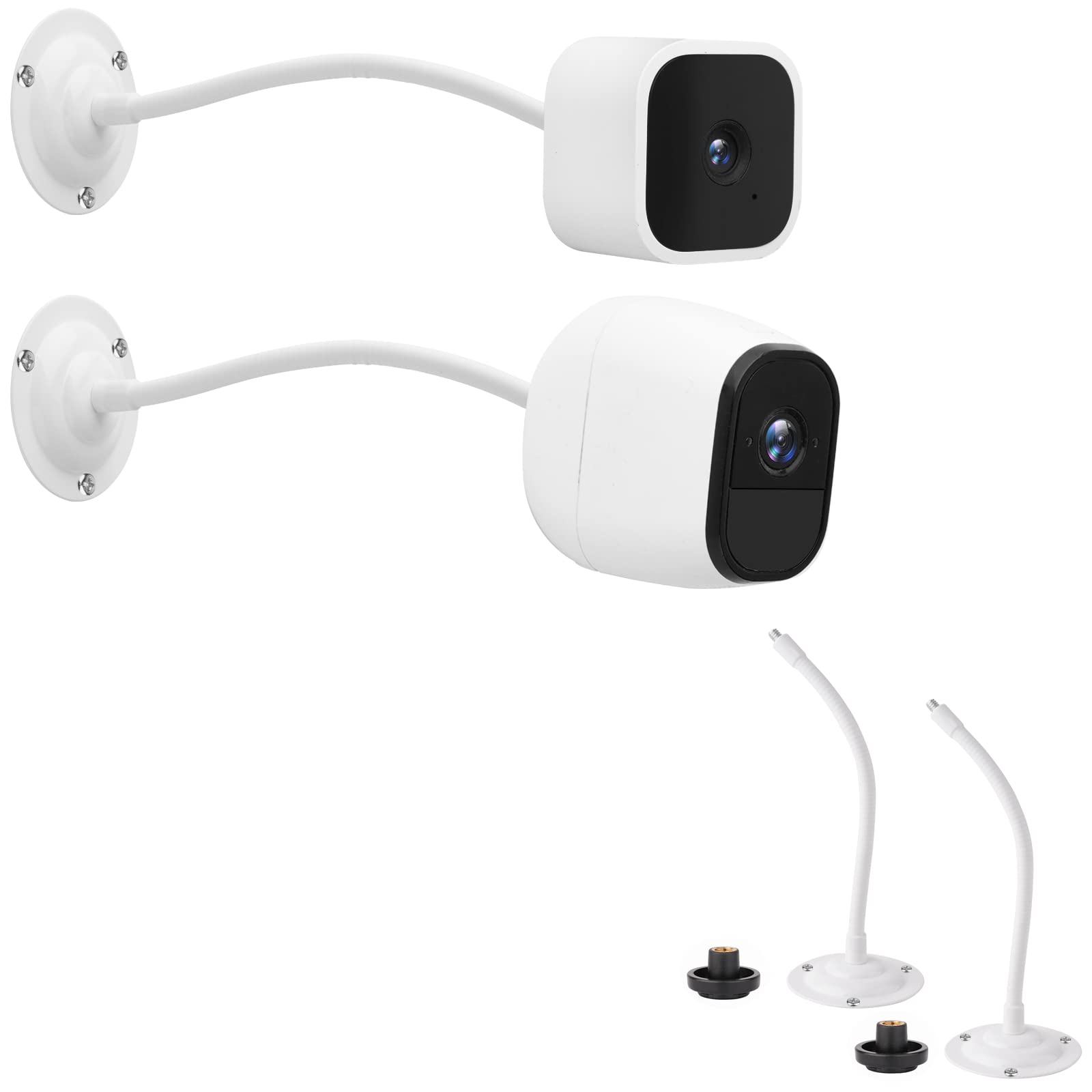 Mippko 2 Pack Camera Flexible Wall Mount Holder Compatible With Arlo/Blink/Reolink/Nest/Wyze/Simplisafe Camera,Adjustment 8 Inch Long Gooseneck Arm With Metal Base,1/4' 20 Threaded Screw,White