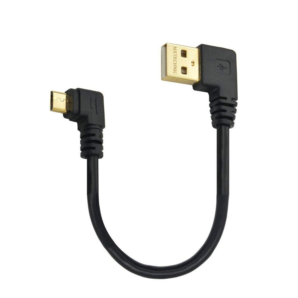 Mxtechnic Micro Usb Data Cable 5.9 Inch 90 Degree Left Angle Nickel Plated Short Usb 2.0 A Male 4 Pin To Left Angle Micro B 5 Pin For Syncing Charging Smartphones,Gps,External Hard Drives (3 Pack)