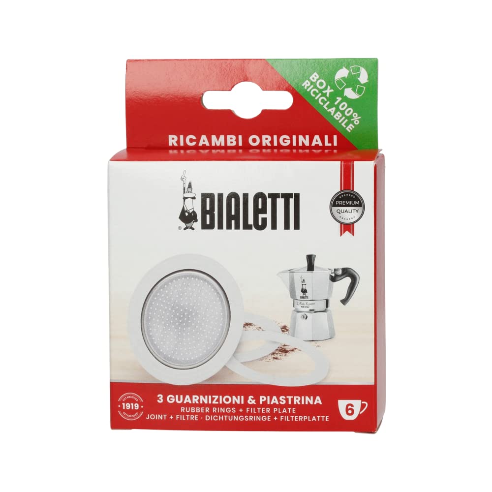 Bialetti Spare Parts, Includes 3 Gaskets And 1 Plate, Compatible With Moka Express, Fiammetta, Break, Happy, Dama, Moka Timer An