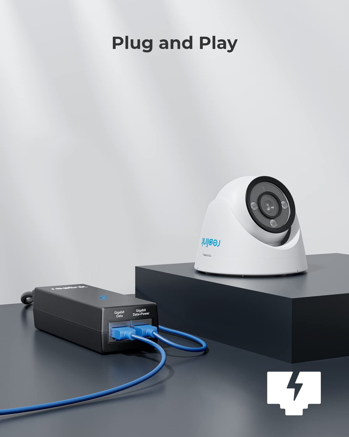 Reolink Gigabit Poe Injector, Convert Non Poe To Poe, Supplies Poe+ (30W) Or Poe (15.4W), Distance Up To 100M, Plug & Play, Suit