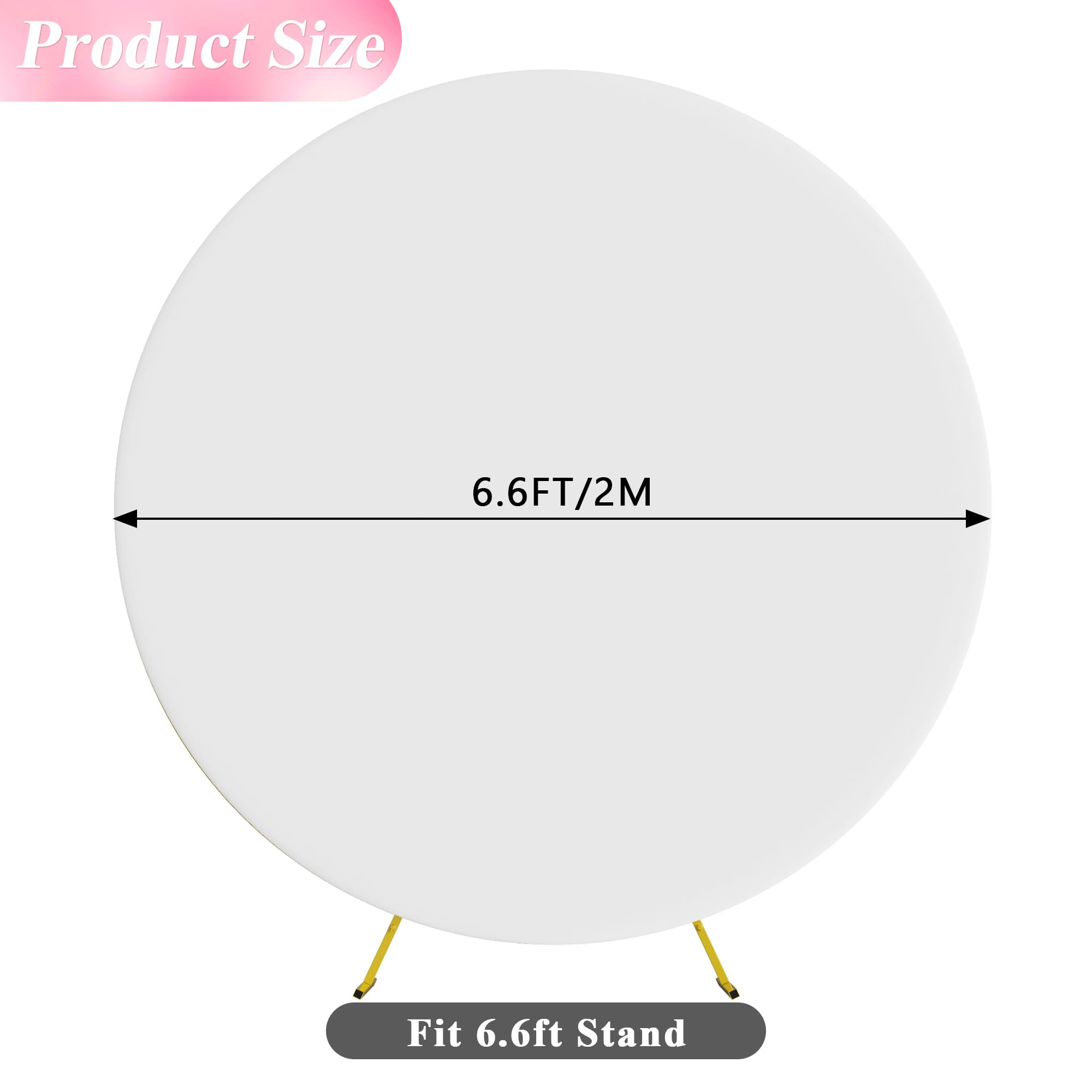 Wokceer 6.6Ft Round Backdrop Cover White Round Arch Covers With Buckles Polyster Circle Balloon Arch Cover For Wedding Birthday