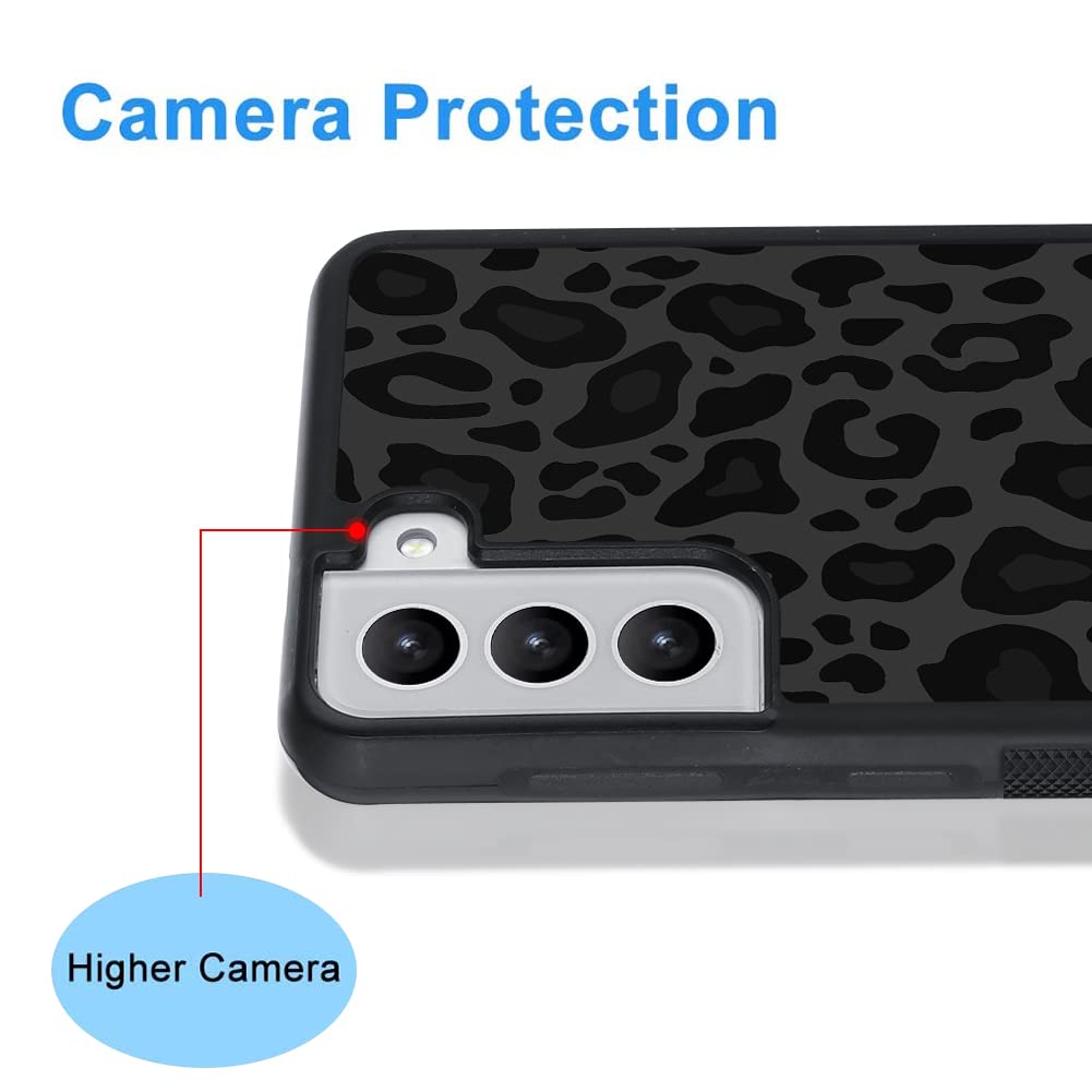 Kanghar Case Compatible With Galaxy S22,Black Leopard Design,Tire Texture Non-Slip +Shockproof Rugged Tpu Protective Case For Sa