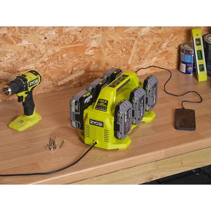Ryobi P135 18V One+ 6 Port Lithium Ion Battery Supercharger (18V Batteries Not Included/Charger Only)