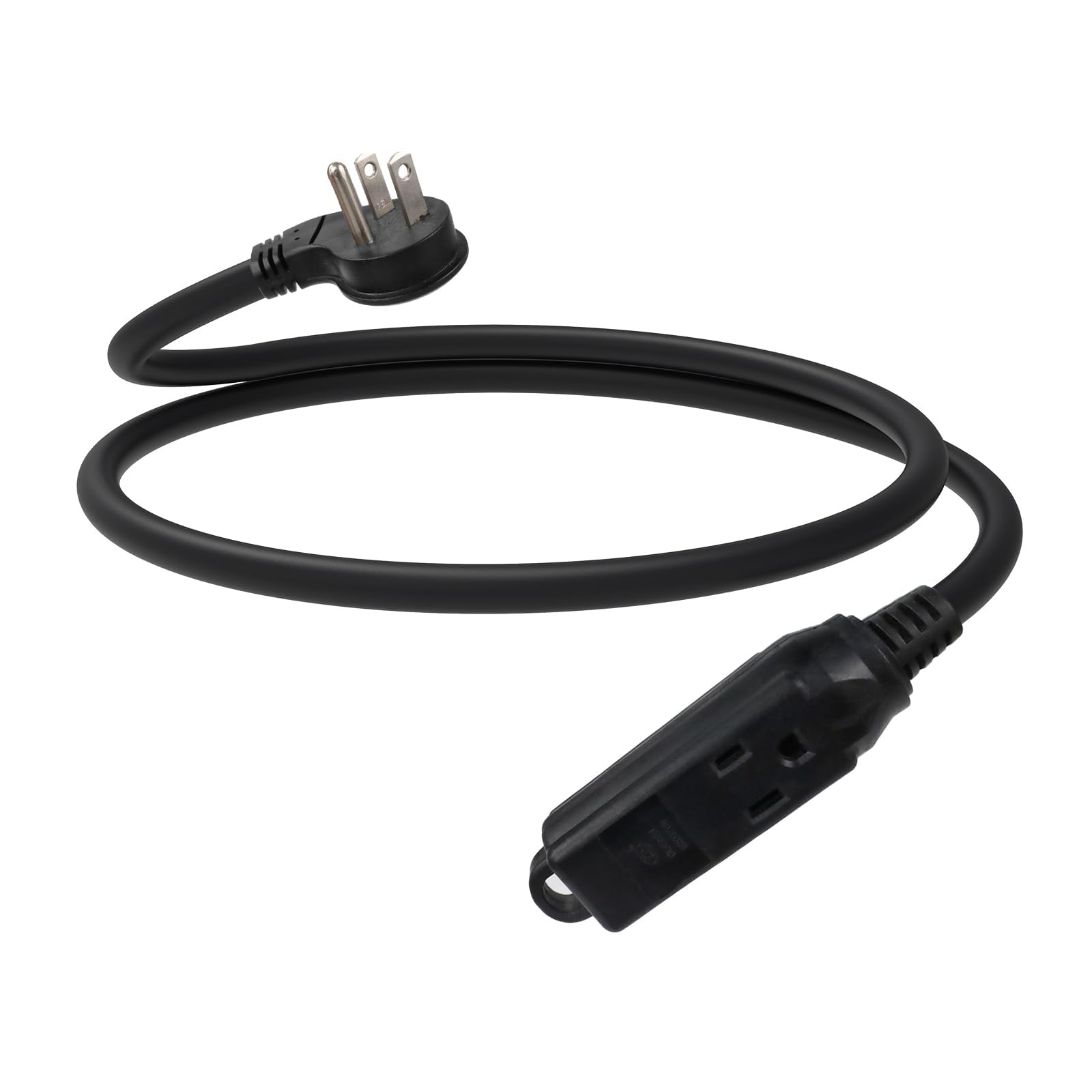 Ep Low Profile 3 Ft Flat Plug Extension Cord   16 Awg 3 Prong Grounded Cable With 3 Outlets, Perfect For Indoor Use, Black