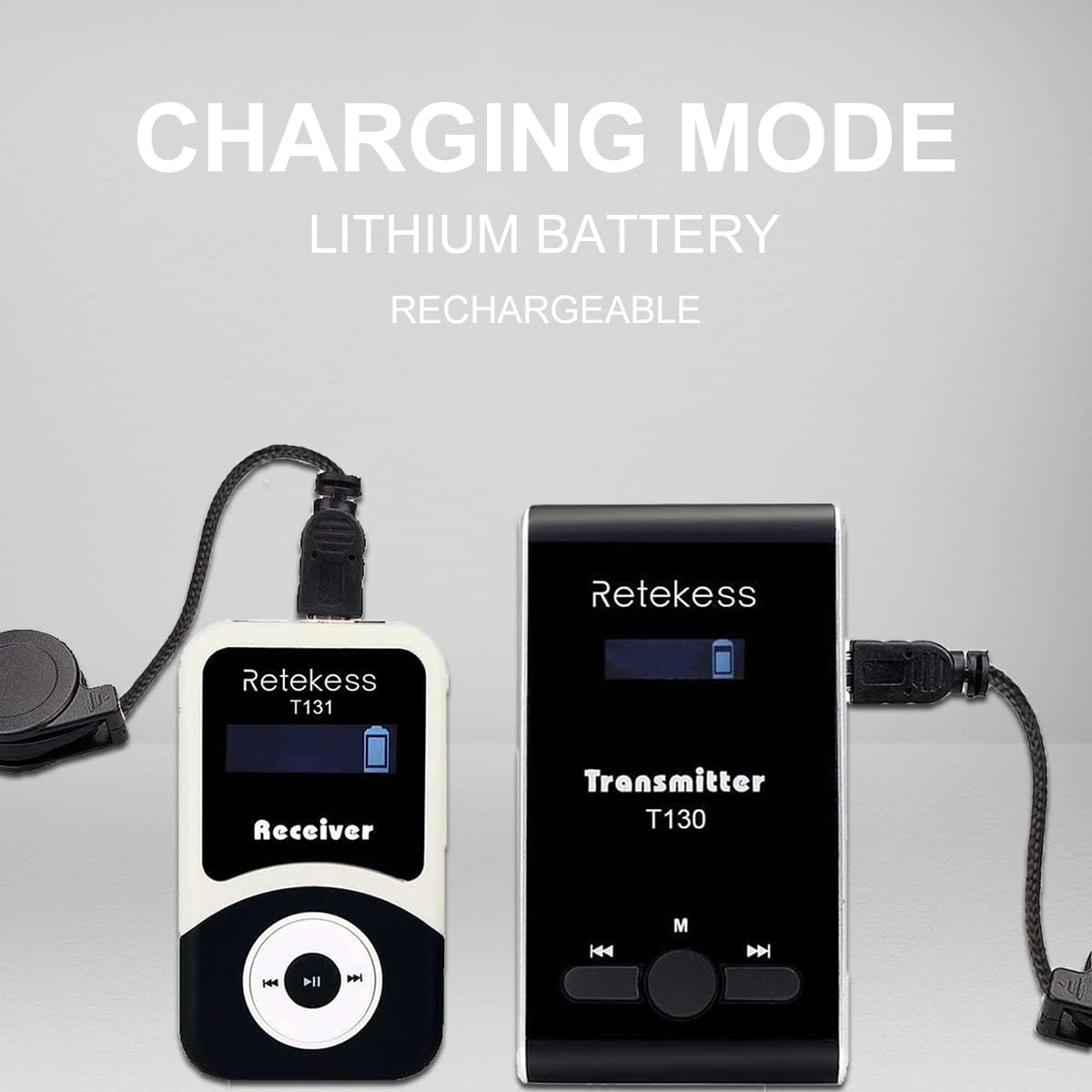 Retekess T130 Tour Guide System Rechargeable, Church Translation System, Translation Kit, Simple Basic, Clear Sound Quality, Tra