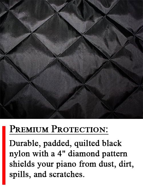 Toryo Steinway Model M Piano Cover With Logo Embroidery 5'7''   Quilted Black Nylon With Side Splits