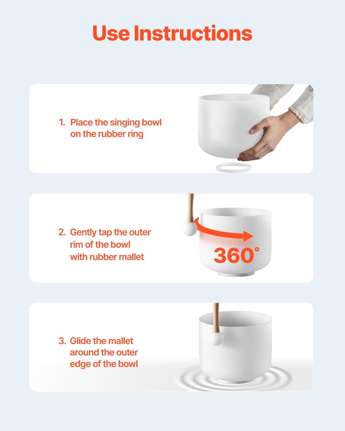 Vevor Crystal Singing Bowl, 8-Inch F Note Heart Chakra Singing Bowl, Frosted Quartz Singing Bowl With Rubber Mallet And O-Ring,