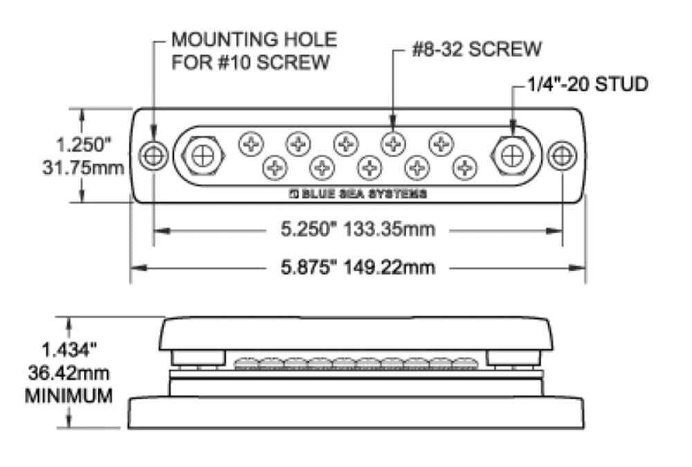 Blue Sea Systems Busbar Common Scrw Trmnl 10X8 32 W/Cvr
