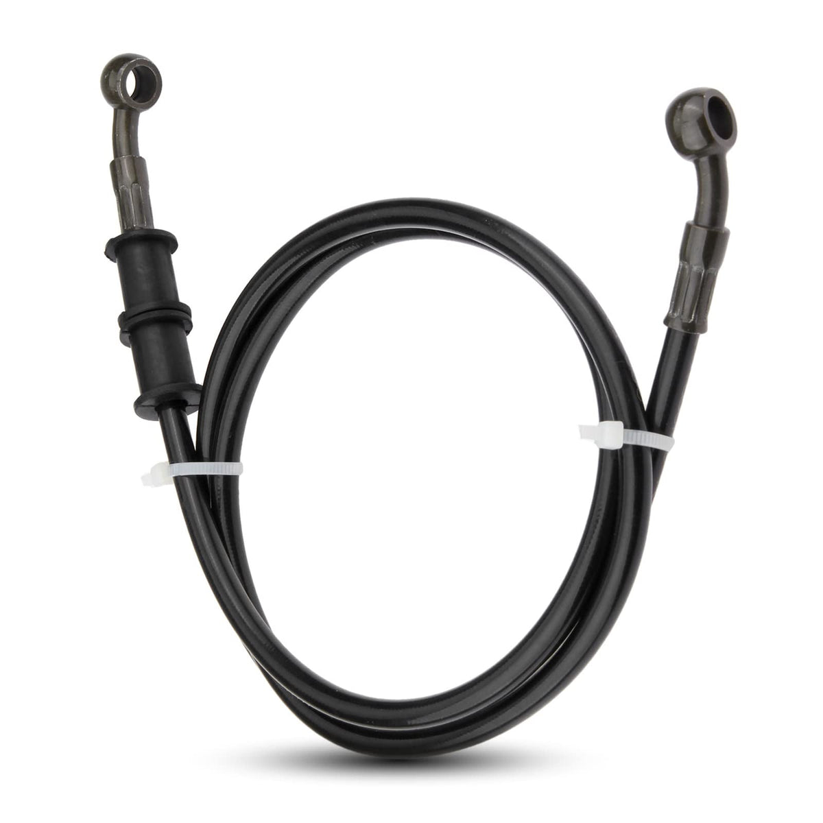 Mtsooning Motorcycle Hydraulic Line, 120Cm Universal Braided Steel Clutch Oil Pipe, Black Gas Fuel Hose Pvc Tube Replacement For
