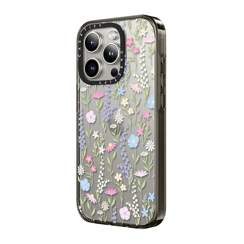 Casetify Compact Iphone 15 Pro Case [2X Military Grade Drop Tested / 4Ft Drop Protection]   Pink Pastel Cute Floral   Clear Blac