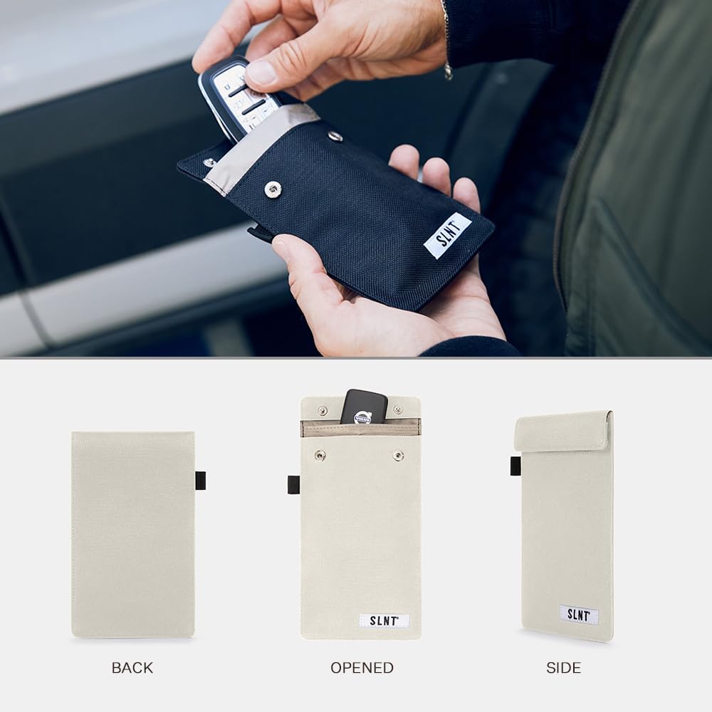 Slnt Signal Blocking Faraday Key Fob Case With Silent Pocket   Car Anti Theft Device Shields Against All Signal Types, Including