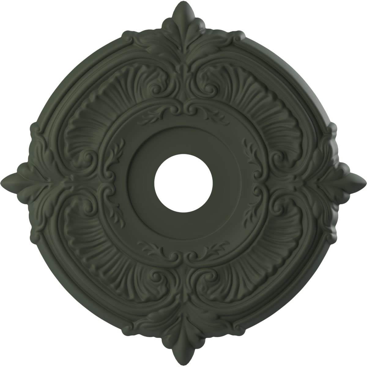 19OD x 3 1/2ID x 1P Attica Thermoformed PVC Ceiling Medallion (Fits Canopies up to 6 3/4), UltraCover Satin Hunt Club Green