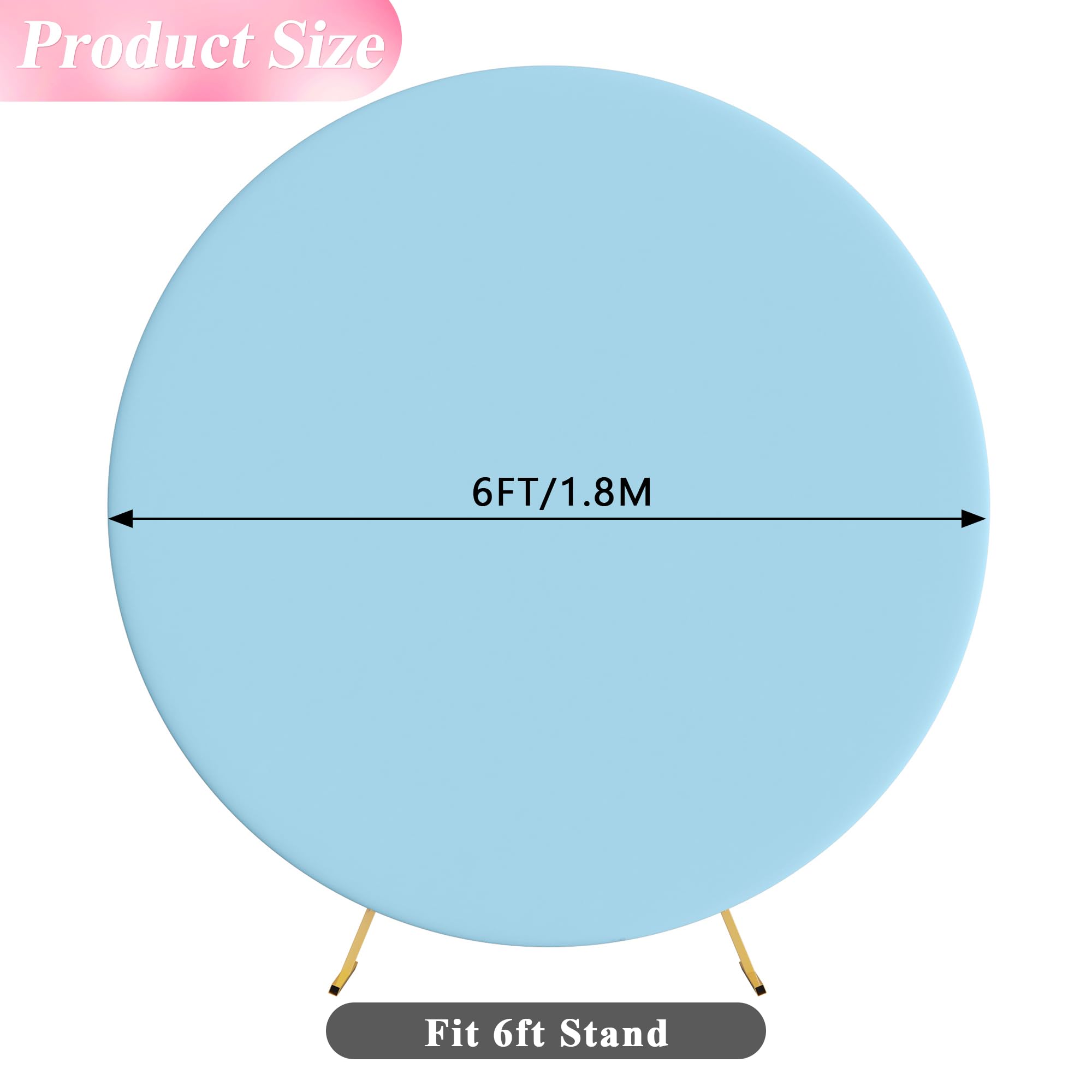 Wokceer 6Ft Round Backdrop Cover Round Arch Covers With Buckles Polyster Dusty Blue Circle Balloon Arch Cover For Wedding Birthd