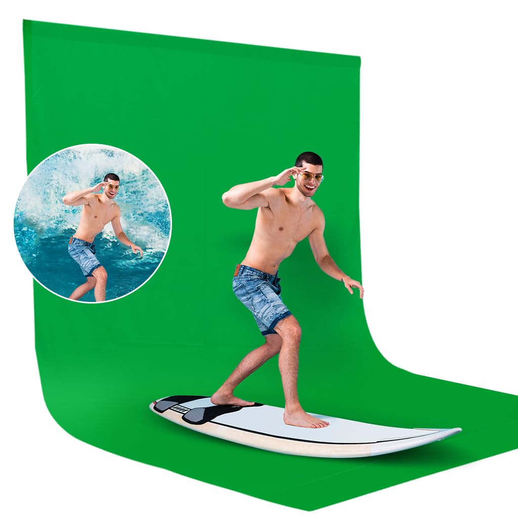 CPLIRIS 10x20ft Green Screen Backdrop for Photography, Dual-Size Dual-Pocket Design Chromakey Background for Photoshoot, Game St