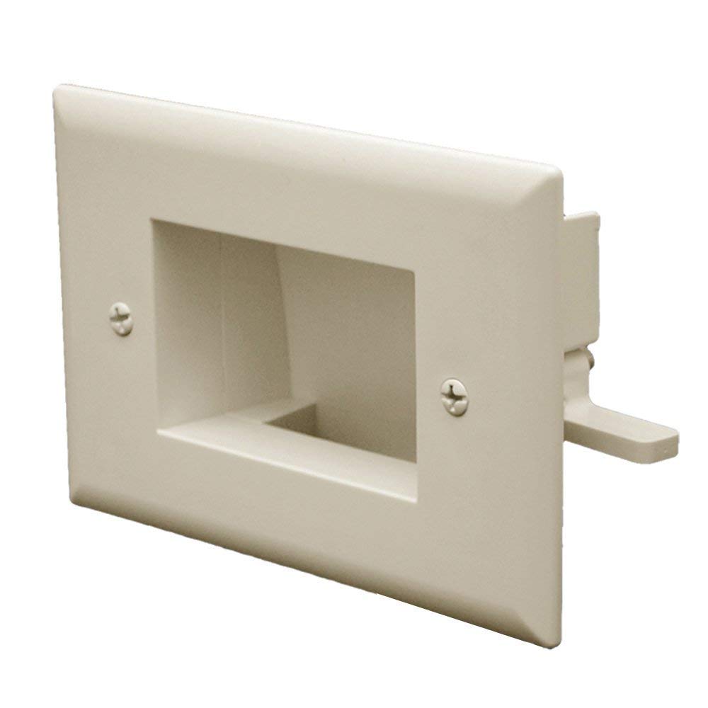 Data Comm Electronics 45 0008 La Easy Mount Recessed Low Voltage Cable Plate   Lite Almond