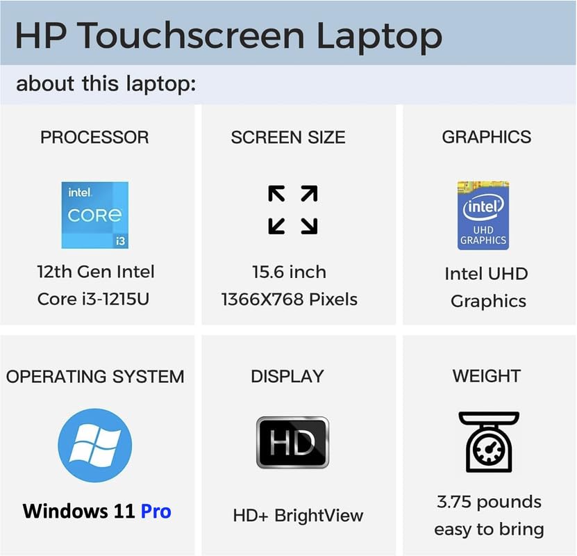Hp 2024 Newest Pavilion 15.6'' Hd Touchscreen Laptop For Business, 6 Cores Intel I3 1215U Up To 4.4Ghz, 16Gb Ram, 512Gb Ssd, Uhd