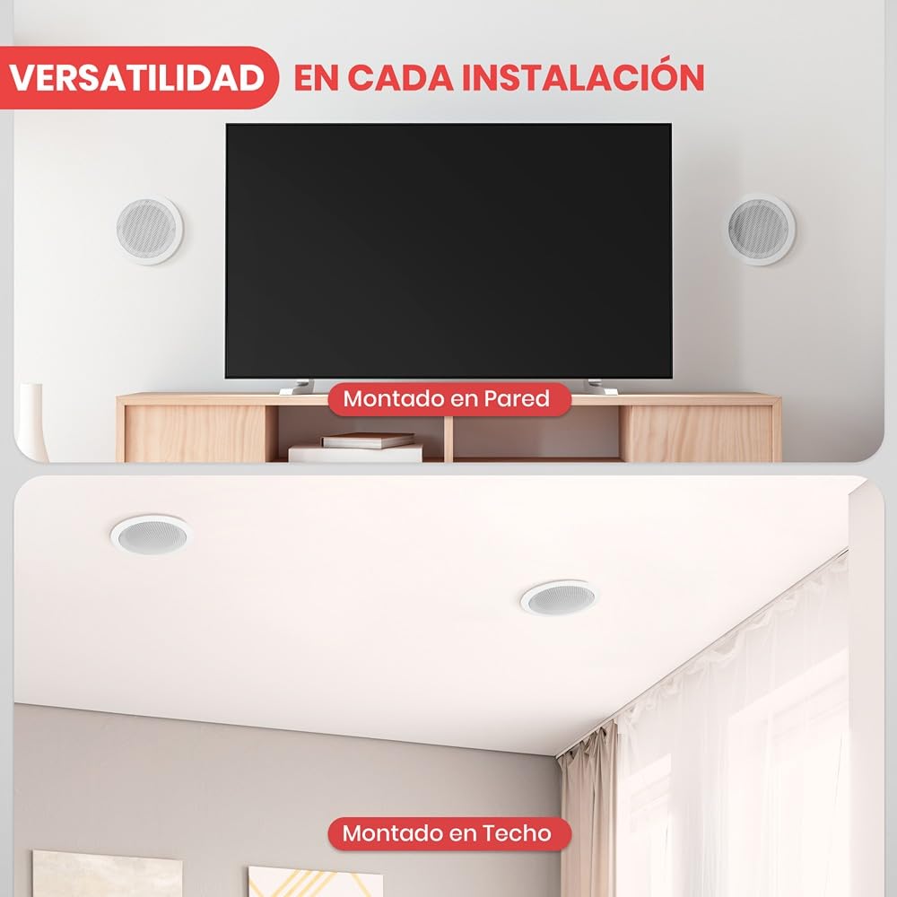 Pyle Home 2-Way In-Wall In-Ceiling Speaker System - Dual 8 Inch 300W Pair Of Ceiling Wall Flush Mount Speakers W/ 1 Silk Dome Tw