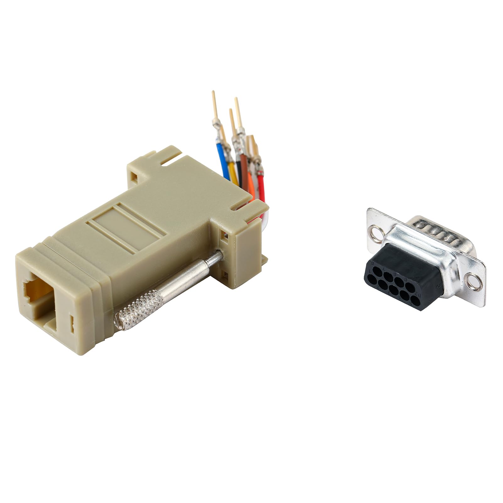 Anmbest 10Pcs Db9 Male Ethernet Adapter, 9 Pin Serial Port Male To Rj45 Ethernet Lan Extend Modular Converter, M/F