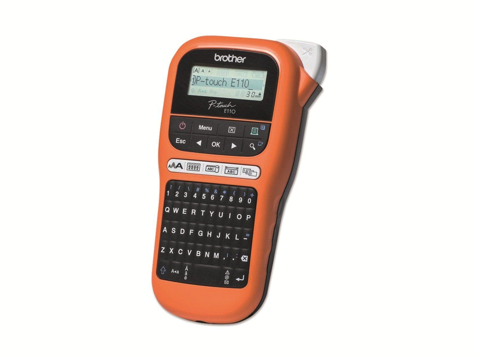 Brother PT-E110 Label Maker, P-Touch Electrician Label Printer, Handheld, QWERTY Keyboard, Up to 12mm Labels, Includes 12mm Blac