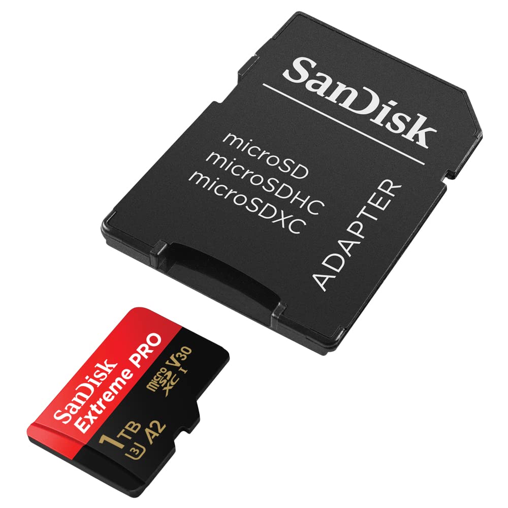 Sandisk Extreme Pro Microsdxc Uhs-I Memory Card 1 Tb + Adapter & Rescuepro Deluxe (For Smartphones, Action Cameras Or Drones, A2