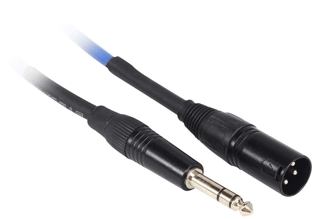Rockville RCXMB20-BL 20 Male REAN XLR to 1/4 TRS Cable Blue 100% Copper