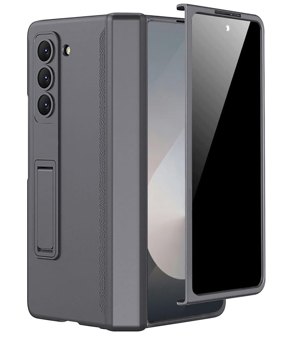 Miimall For Galaxy Z Fold 6 Case With Privacy Screen Protector, Built In Adjustable Kickstand & Magnetic Hinge & Upgraded Camera