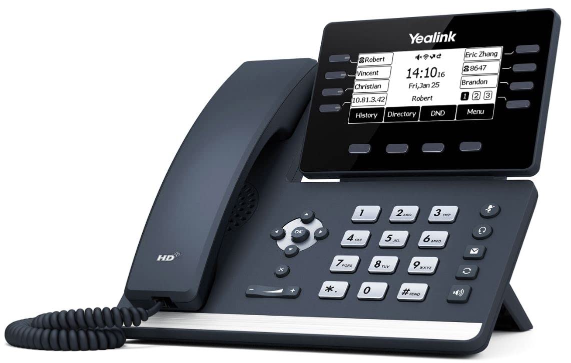 Yealink T53W IP Phone, 12 VoIP Accounts. 3.7-Inch Graphical Display. USB 2.0, 802.11ac Wi-Fi, Dual-Port Gigabit Ethernet, 802.3a