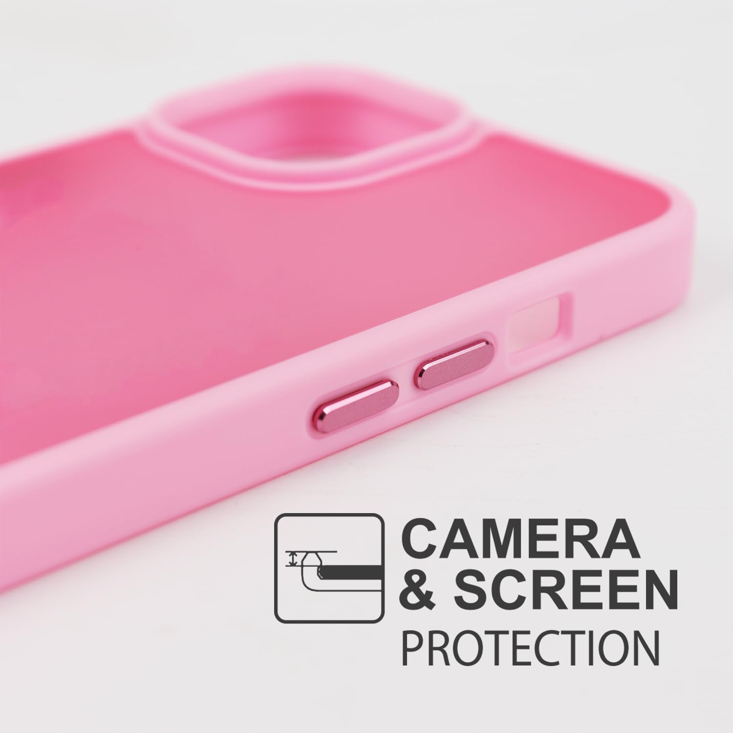 Tenoc Phone Case Compatible With Iphone 13 & Iphone 14, Pink Case Translucent Protective Bumper Matte Hard Back Cover For 6.1 In
