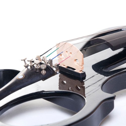 Cecilio 4/4 Cevn 1Bk Solid Wood Electric/Silent Violin With Ebony Fittings In Style 1   Full Size   Black Metallic