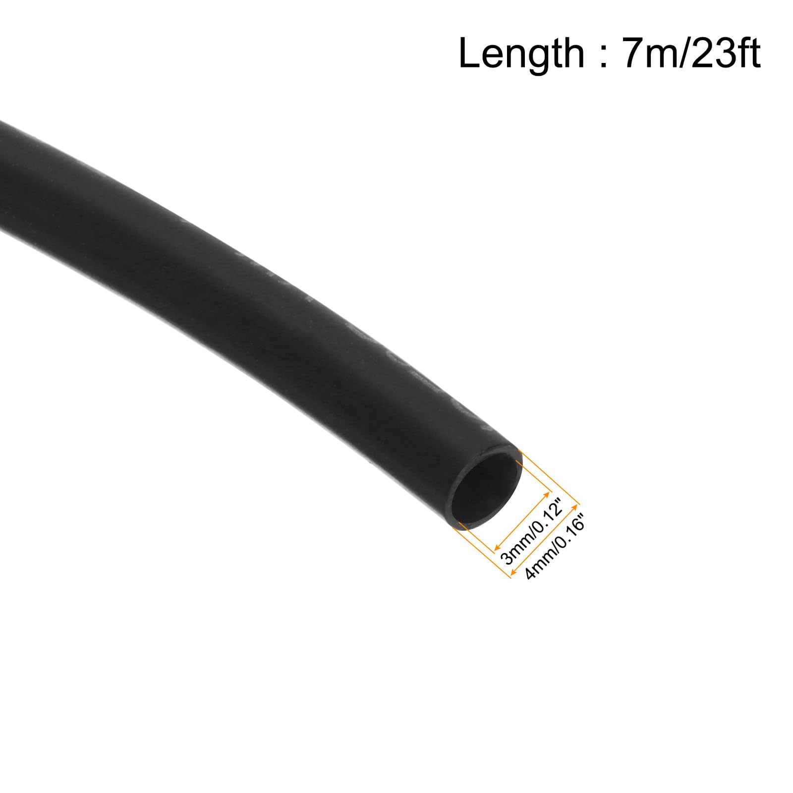 Uxcell Black Pvc Tube Wire Harness Tubing, 3Mm(1/8 Inch) Id 23Ft Sleeve For Wire Sheathing Wire Protection